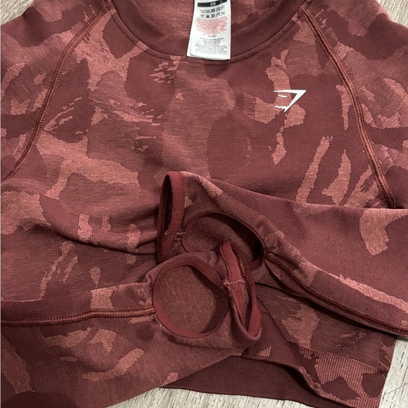 Gymshark Brown Patterned Long Sleeve Crop Top - Picture 5 of 6